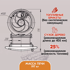 Печь банная Прометалл Атмосфера L комбинированная сетка-ламель "Змеевик" наборный, дровяная печь с закрытой и открытой каменкой, печка для бани на дровах, банная каменка