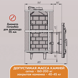 Печь банная Прометалл Атмосфера XL сетка нержавейка