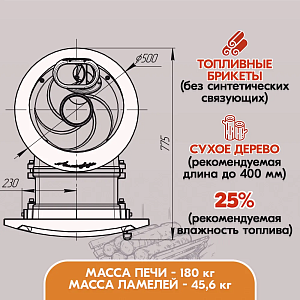 Печь банная Прометалл Атмосфера L ламели "Змеевик" наборный